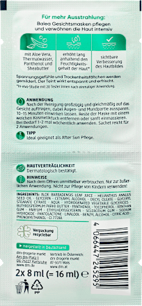 Face Mask Aloe Vera (2x8 ml), 16 ml