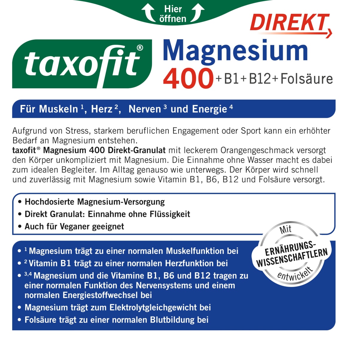 Magnesium 400 + B1 + B6 + B12 + folic acid 800