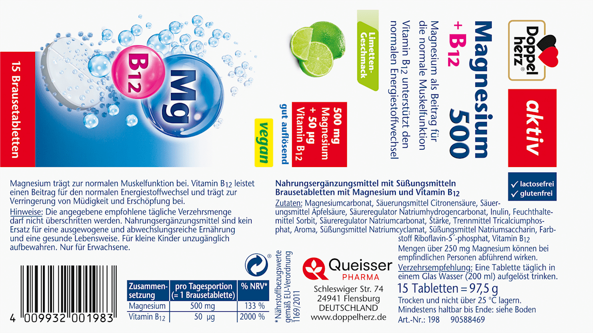 Magnesium 500 + B12 effervescent tablets