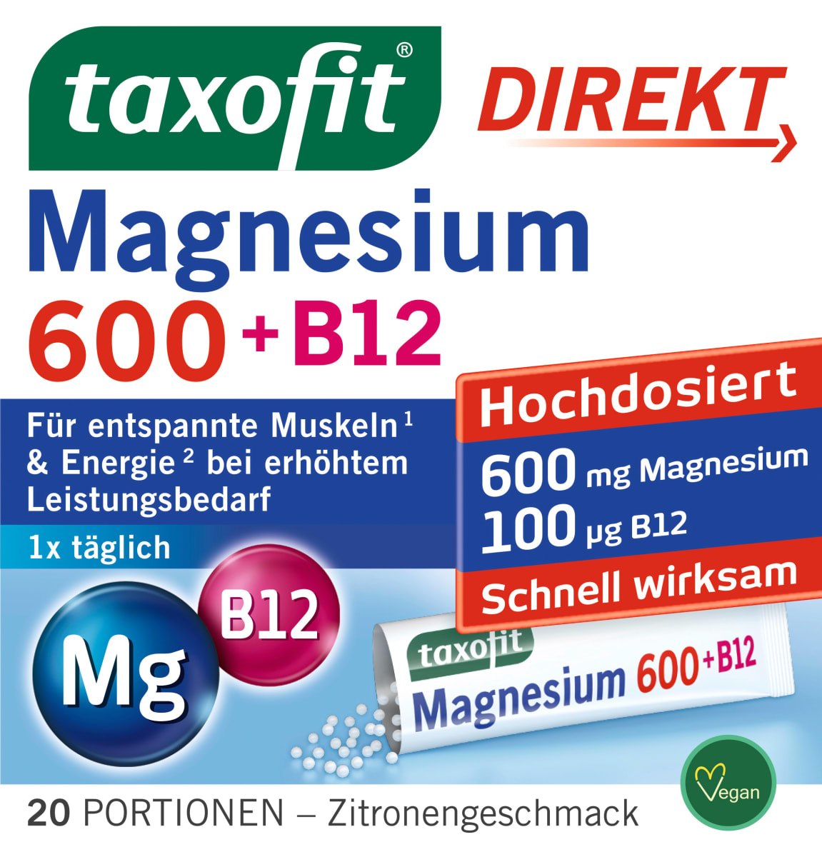 Magnesium 600 + B12 direct granules