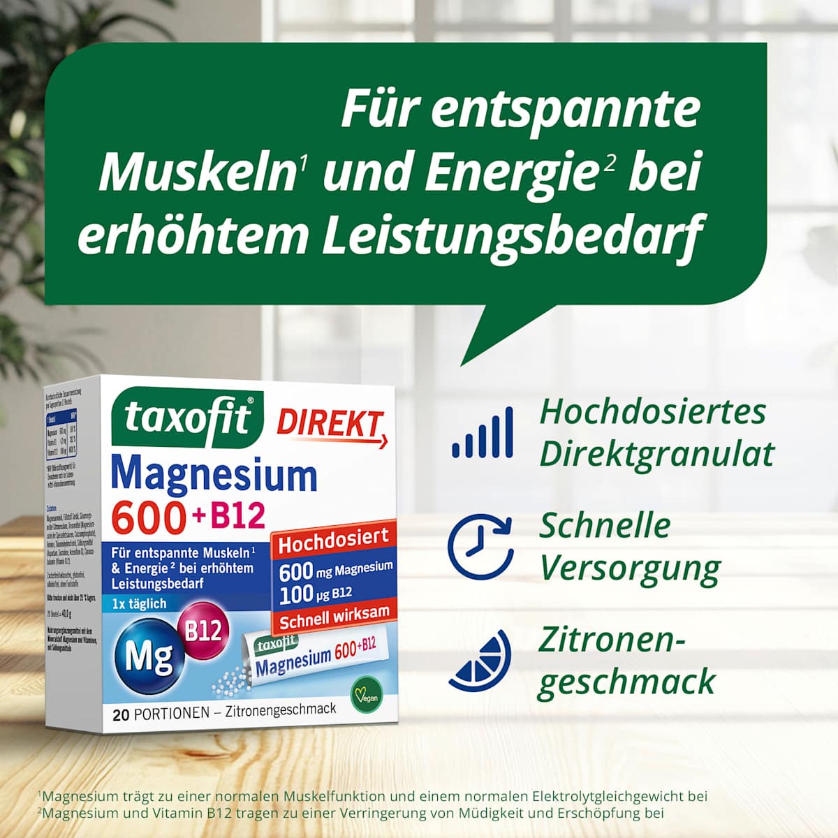 Magnesium 600 + B12 direct granules