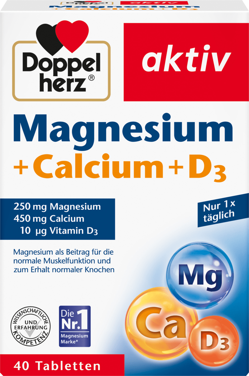 Comprimidos de magnésio + cálcio + vitamina D3