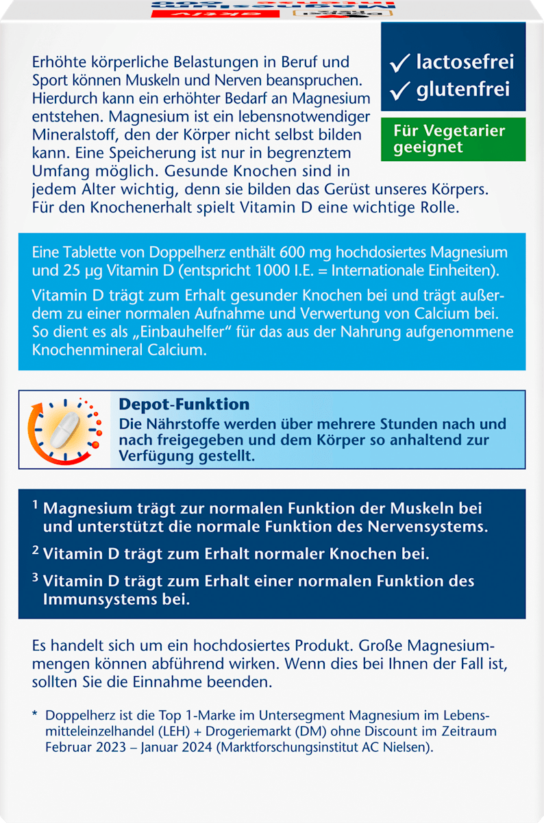 Comprimidos de magnésio intenso 600 + vitamina D3