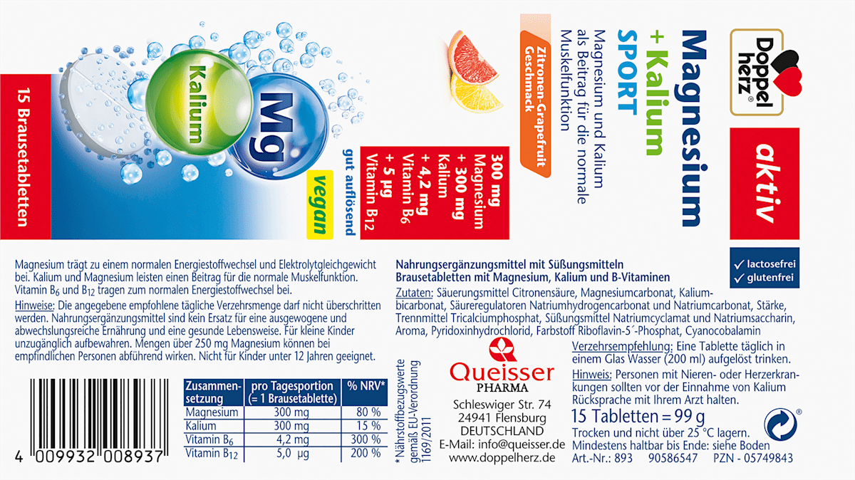 Magnesium potassium sports effervescent tablets
