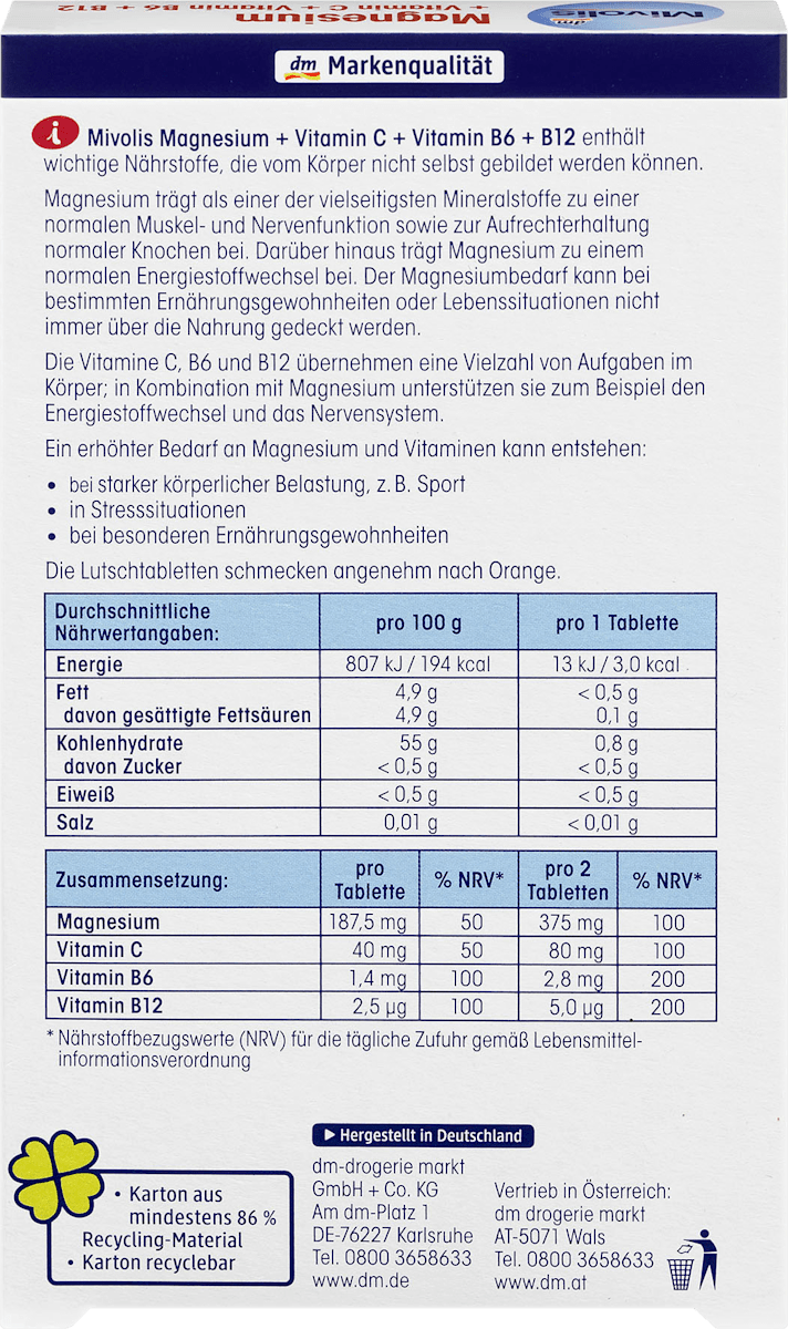 Magnesium + Vitamin C + Vitamin B6 + B12