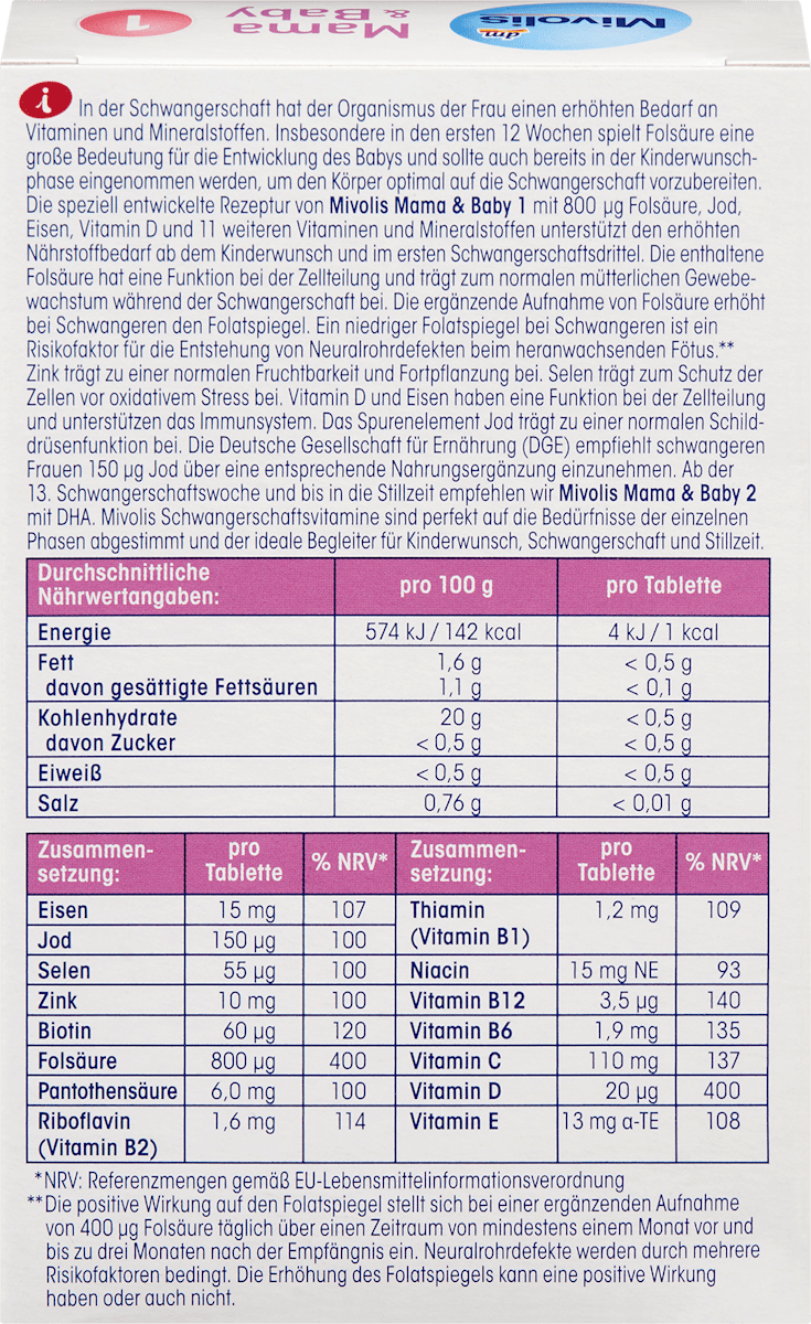 Mama & Baby 1 Tabletten 30 stuks, 22 g