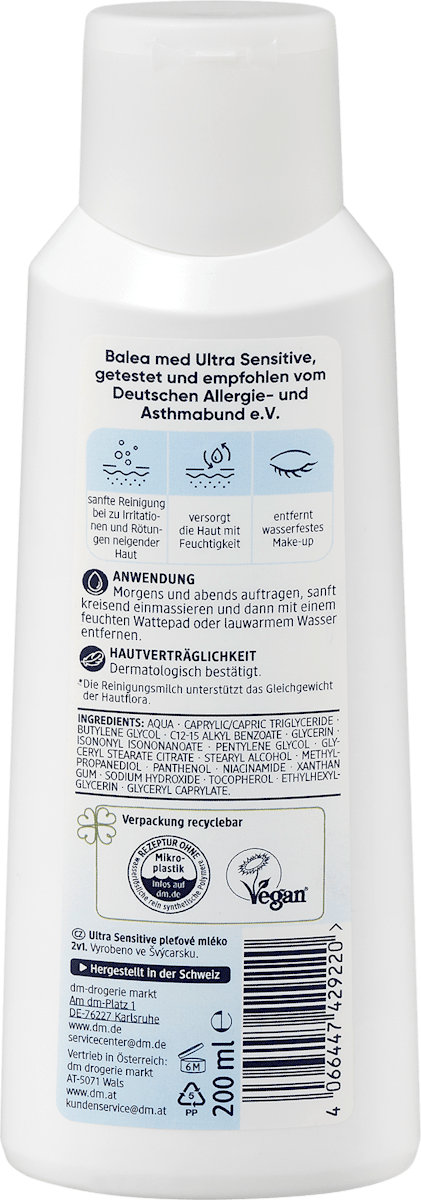 Face Cleansing Milk Ultra Sensitive, 200 ml