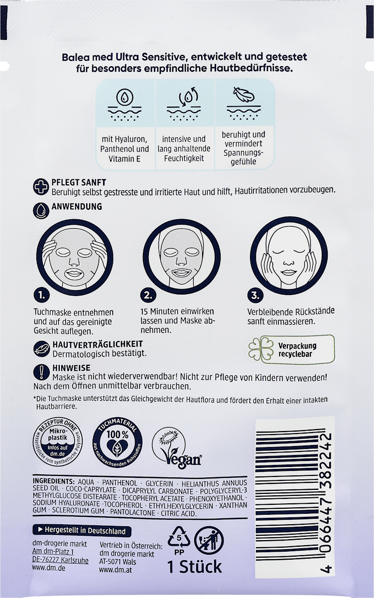 Máscara Facial Pantenol Ultra Sensível, 1 Unidade