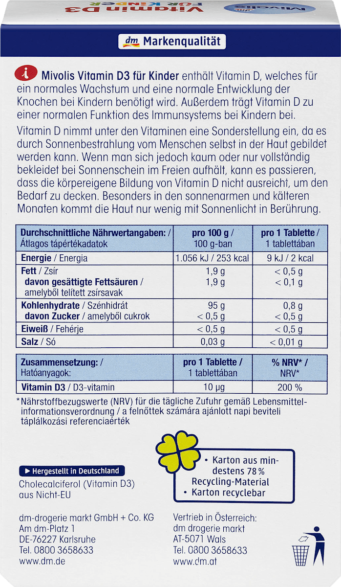 Vitamine D3 voor kinderen kauwtabletten