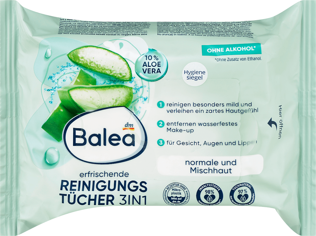 Verfrissende gezichtsreinigings-/make-upverwijderende tissues, 10 st.