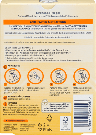 Almofadas anti-rugas para os olhos Q10 (6 pares), 12 unidades