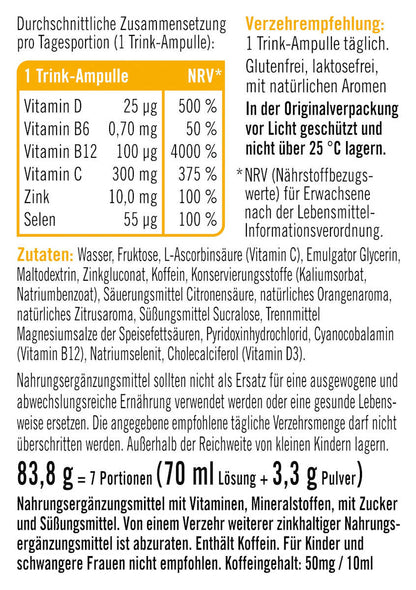 Ampolas para imunidade e bebidas energéticas