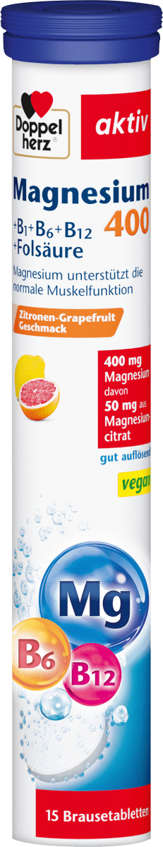 Comprimidos efervescentes de magnésio 400 + vitamina B6 + B12 + ácido fólico 