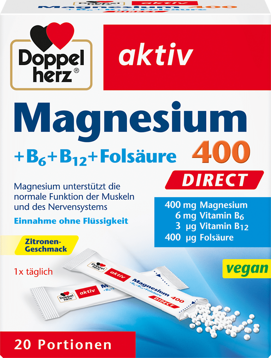 Magnesium 400 + vitamine B6 + B12 + foliumzuurgranulaat 
