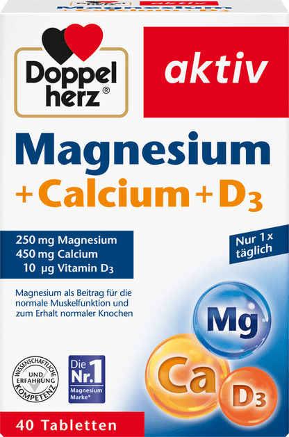 Comprimidos de magnésio + cálcio + vitamina D3 