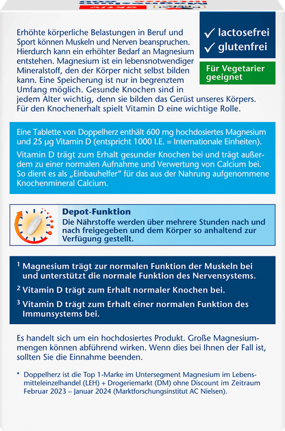 Comprimidos de magnésio intenso 600 + vitamina D3 