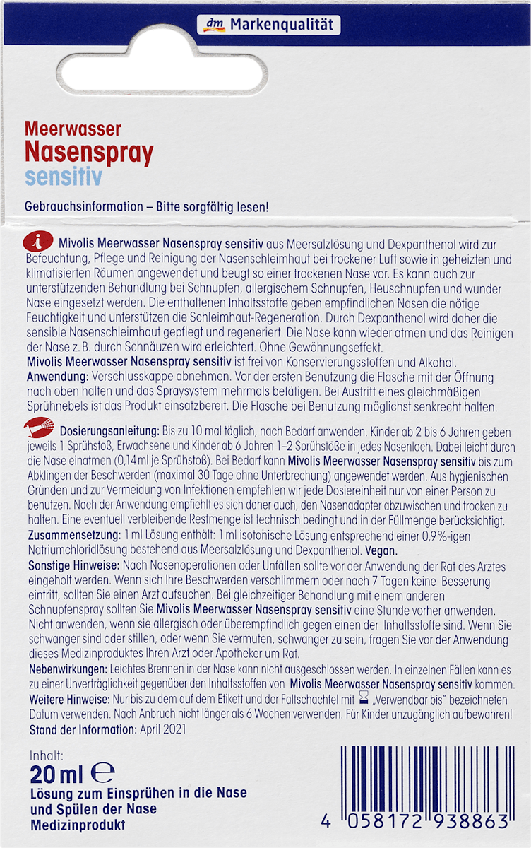 Zeewater Neusspray Gevoelig 