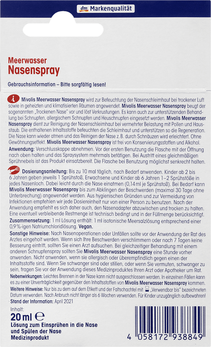 Neusspray met zeewater