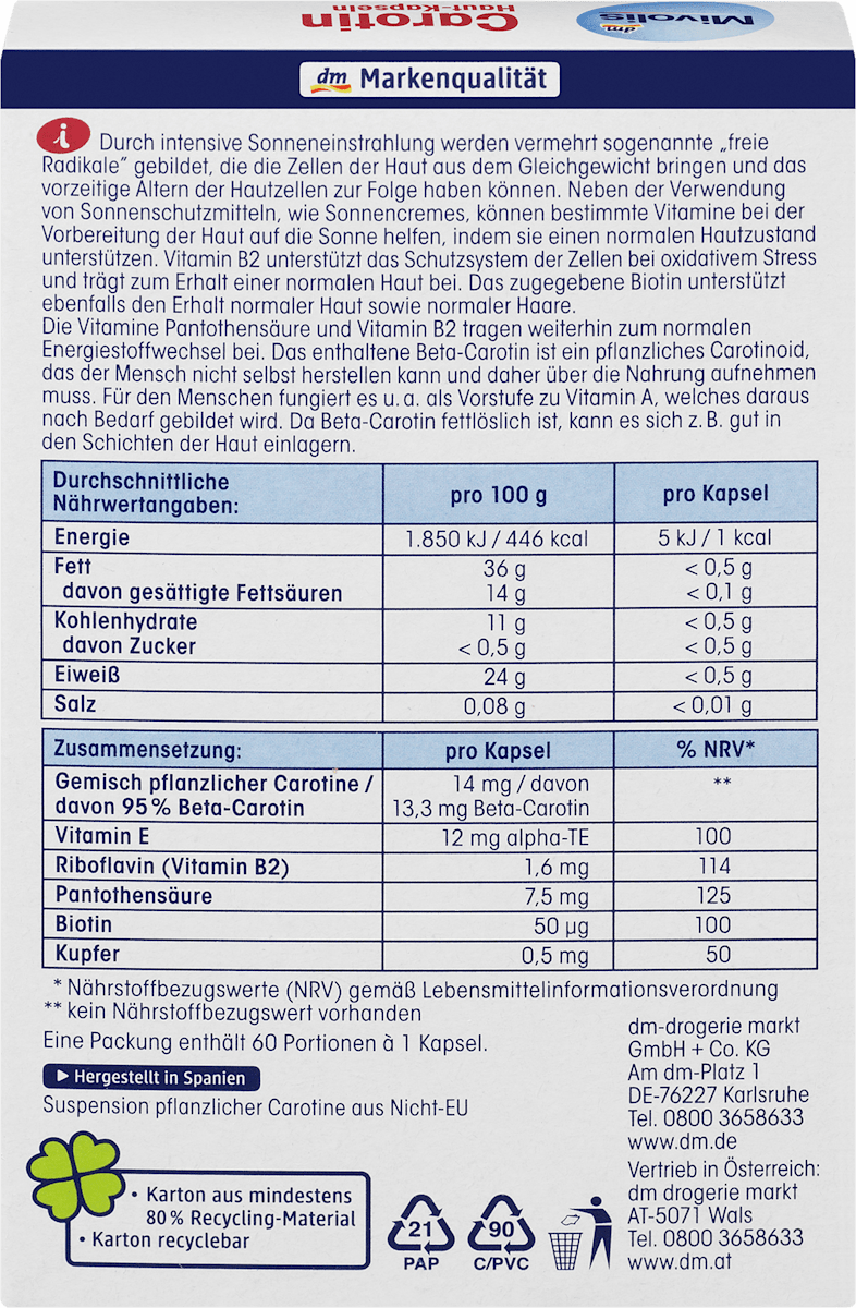 Carotene Skin Capsules
