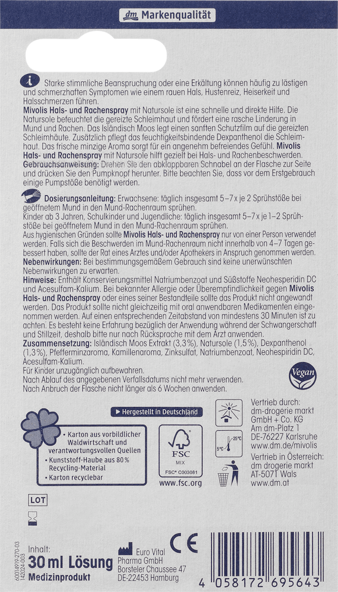 Keelspray met natuurlijke pekel
