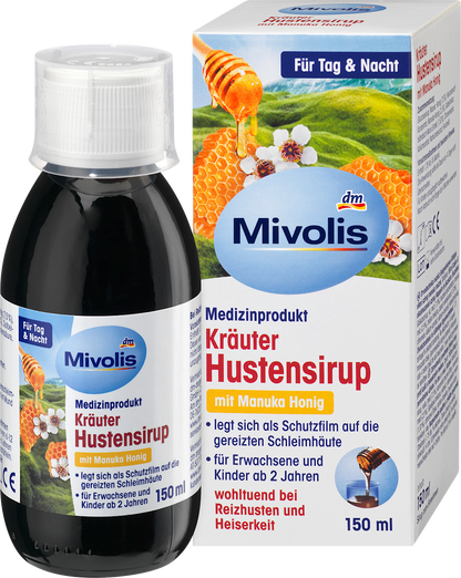 Xarope de ervas para tosse com mel de Manuka