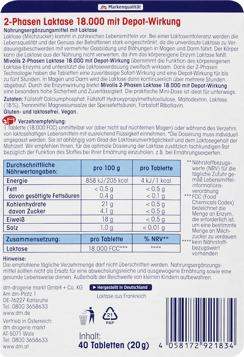 Lactase 18000 2-fase tabletten