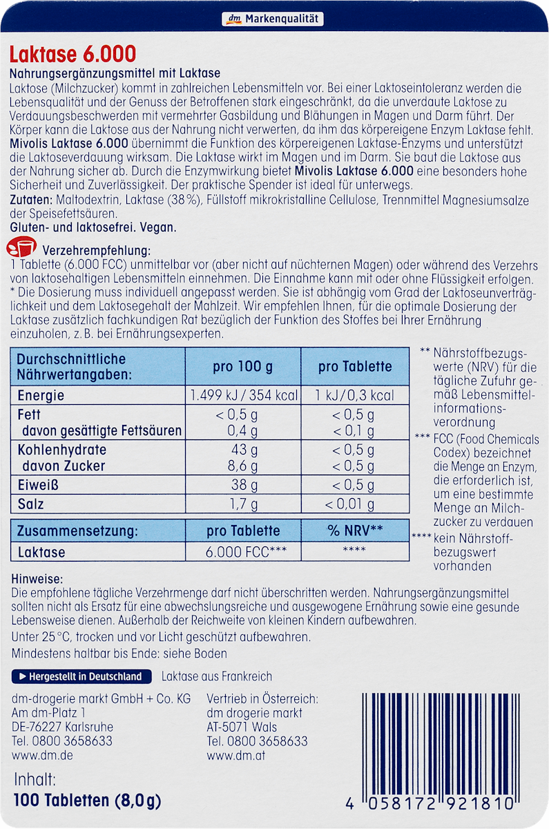 Lactase 6000 Mini Tabletten 