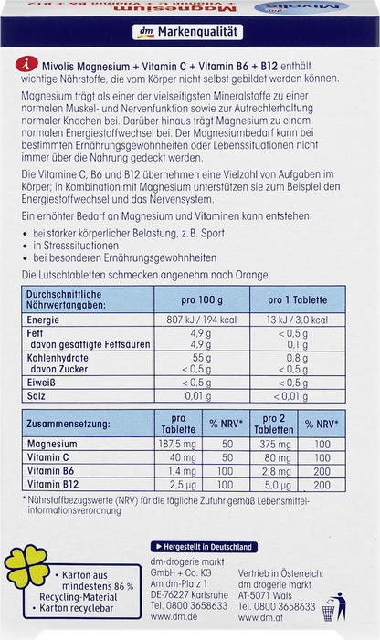 Magnesium + Vitamine C + Vitamine B6 + B12