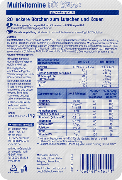 Multivitaminen voor kinderen kauwtabletten
