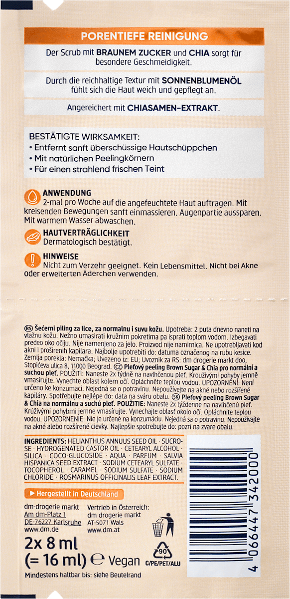 Peeling Bruine Suiker Scrub (2x8 ml), 16 ml