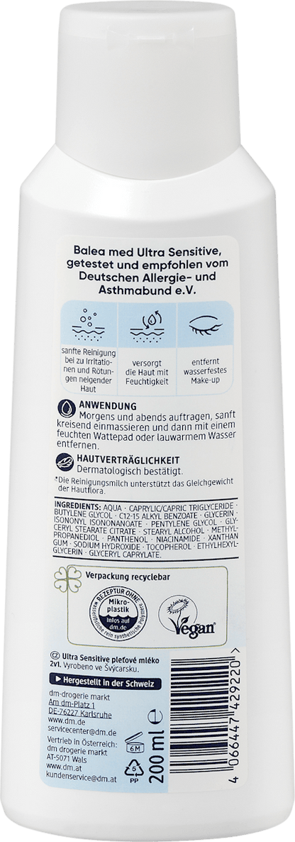 Gezichtsreinigingsmelk Ultra Sensitive, 200 ml