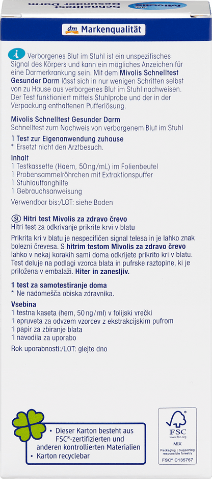 Teste rápido de fezes saudáveis
