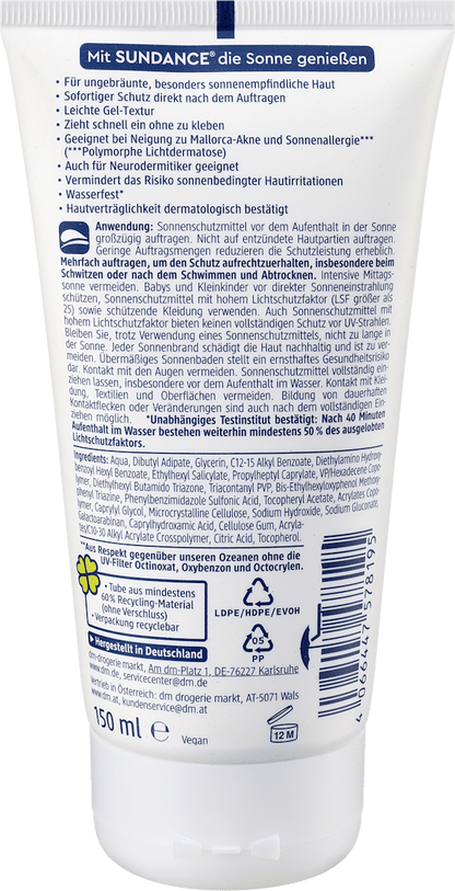 Zonnebrandcrème Gevoelig, LSF 50, 100 ml