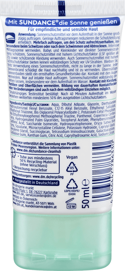 Zonnebrandcrème Gezicht Gevoelig LSF 50+, 50 ml 