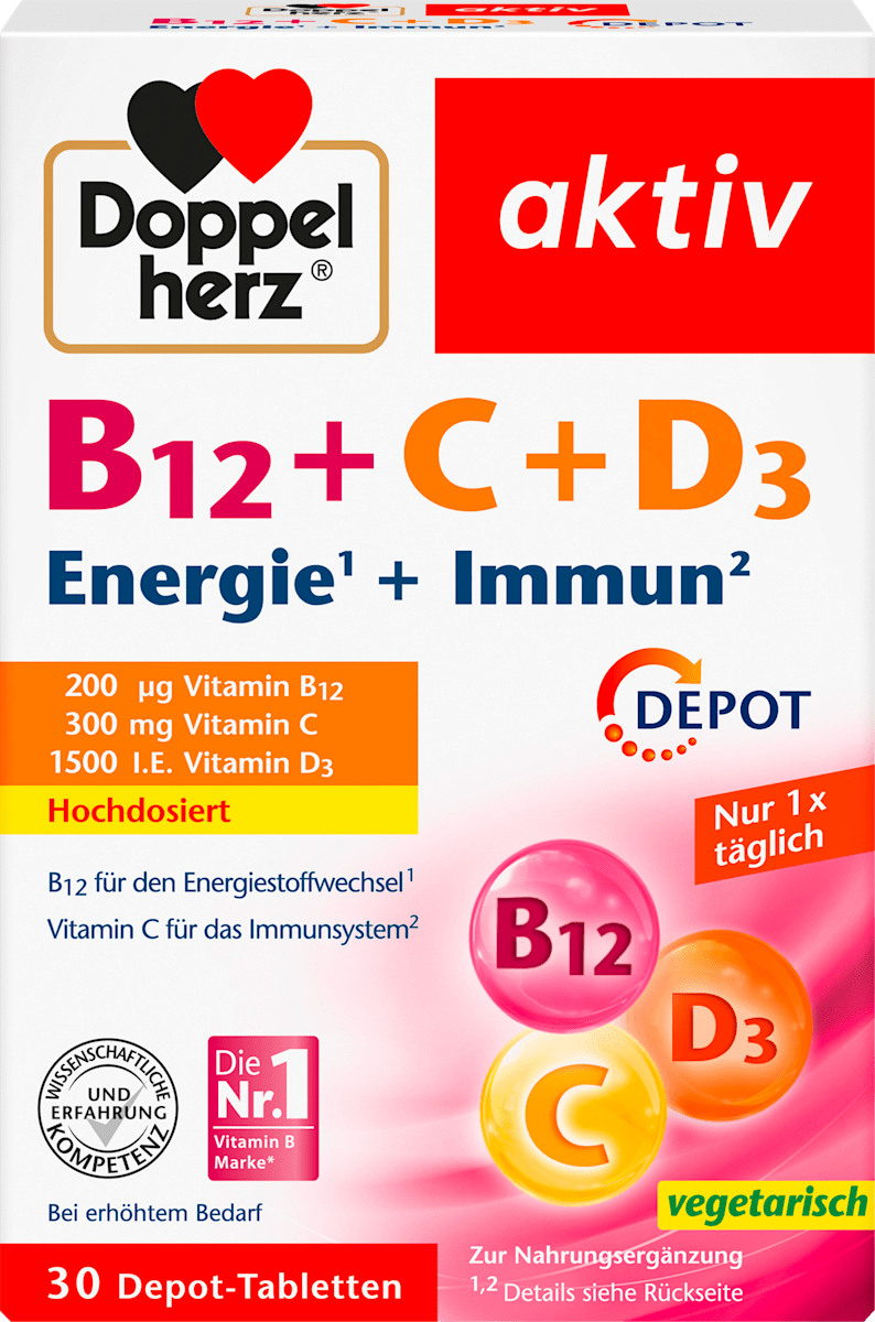 Comprimidos de vitamina B12 + C + D3 