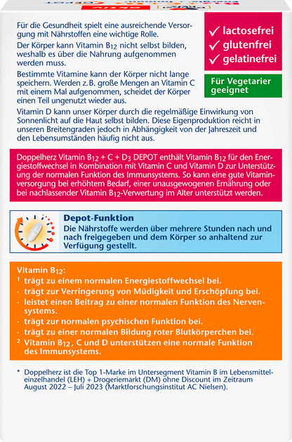 Comprimidos de vitamina B12 + C + D3 