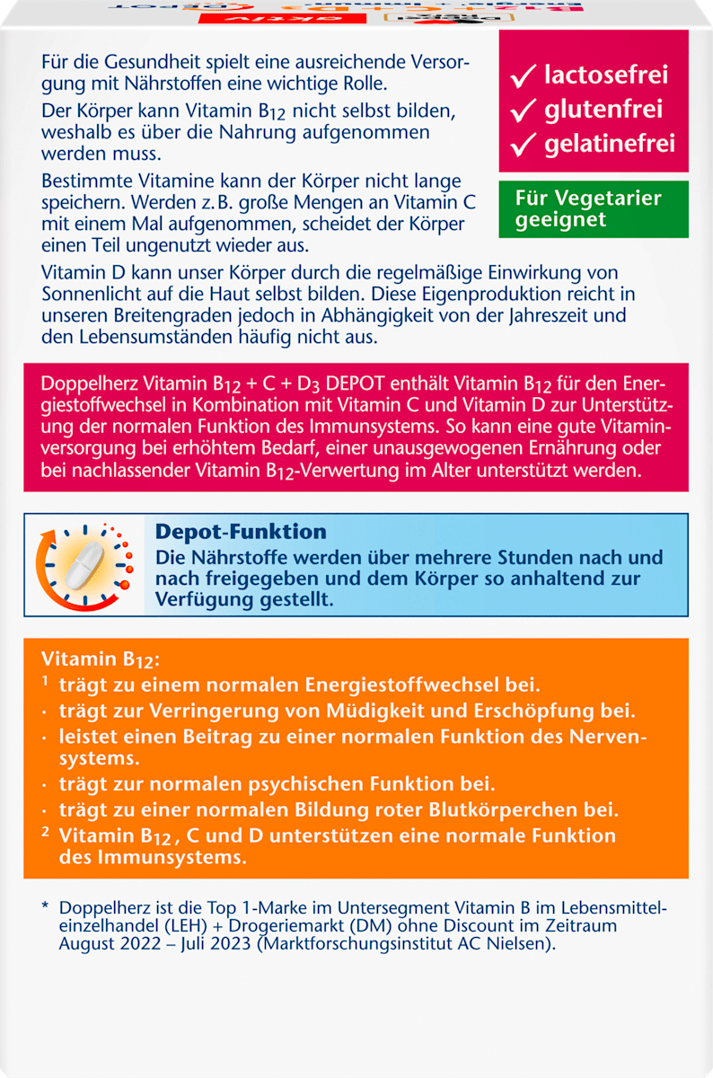 Comprimidos de vitamina B12 + C + D3 