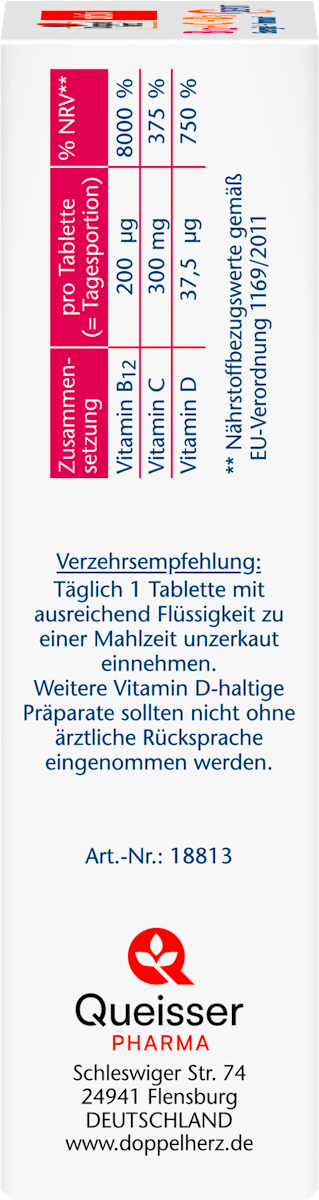 Comprimidos de vitamina B12 + C + D3 