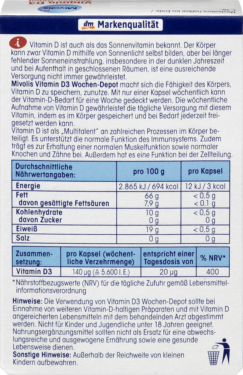Vitamine D3 5600 IE wekelijkse depot softgels