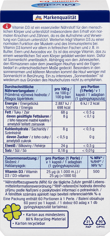Vitamin D3 Pearls 1000 I.E.