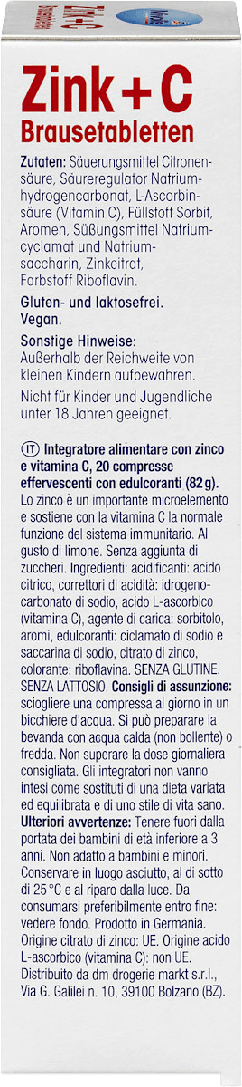 Comprimidos tópicos de zinco + vitamina C