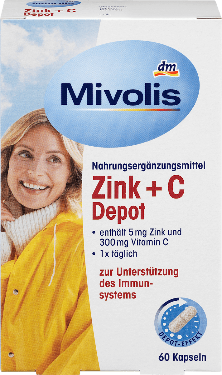 Cápsulas de depósito de Zink + Vitamina C